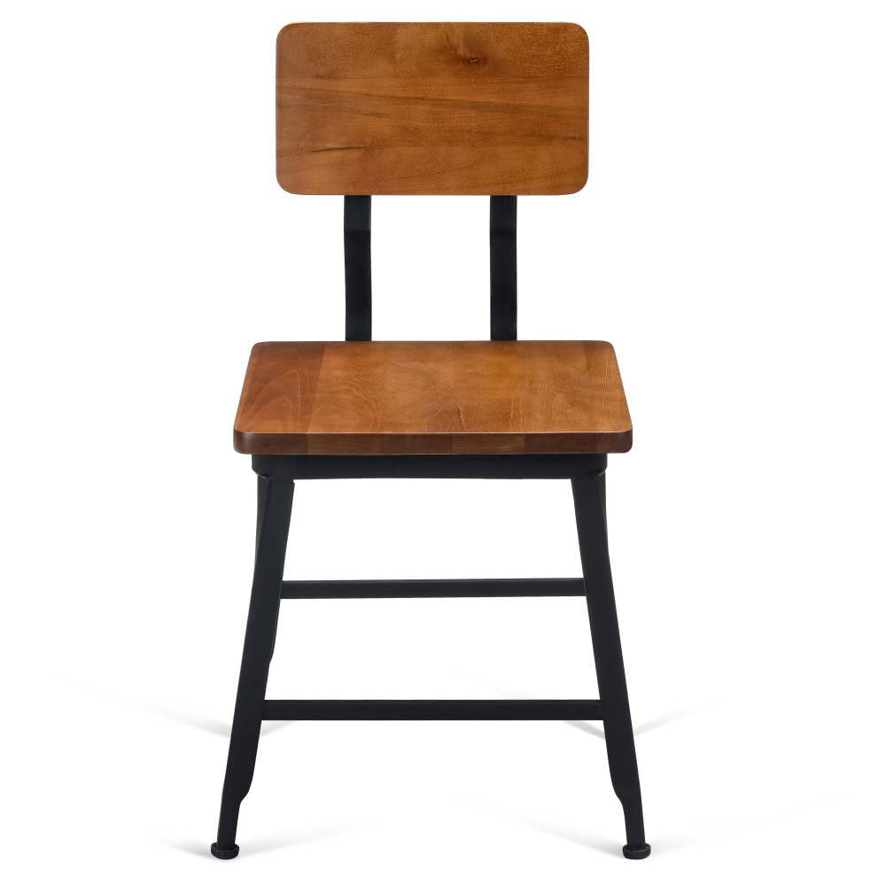 Massello Chair in Black Metal with Wood Back