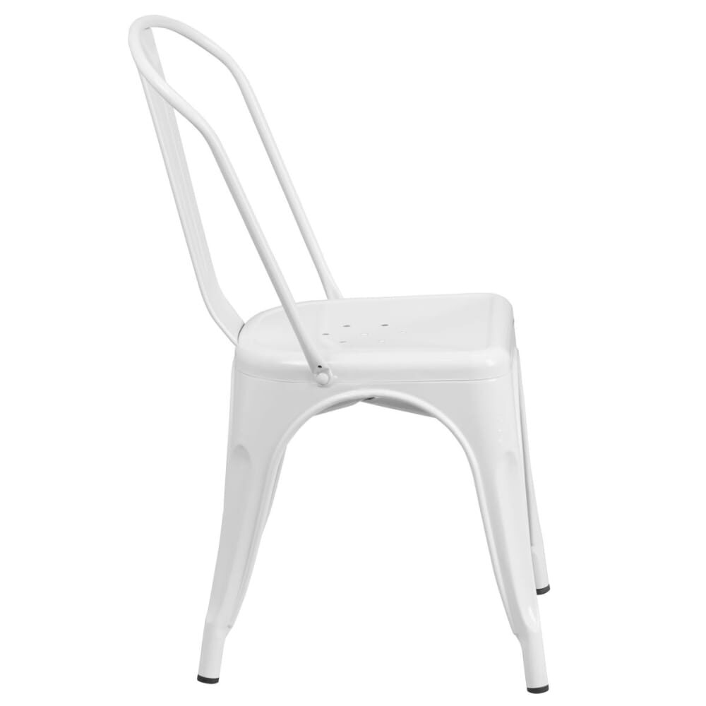 Bistro-Style Chair in Metal with White Finish