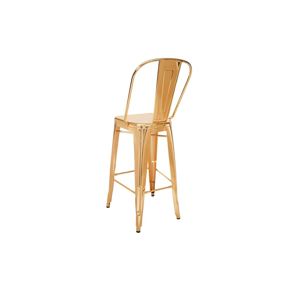 Bistro-Style Bar Stool in Metal with Gold Finish