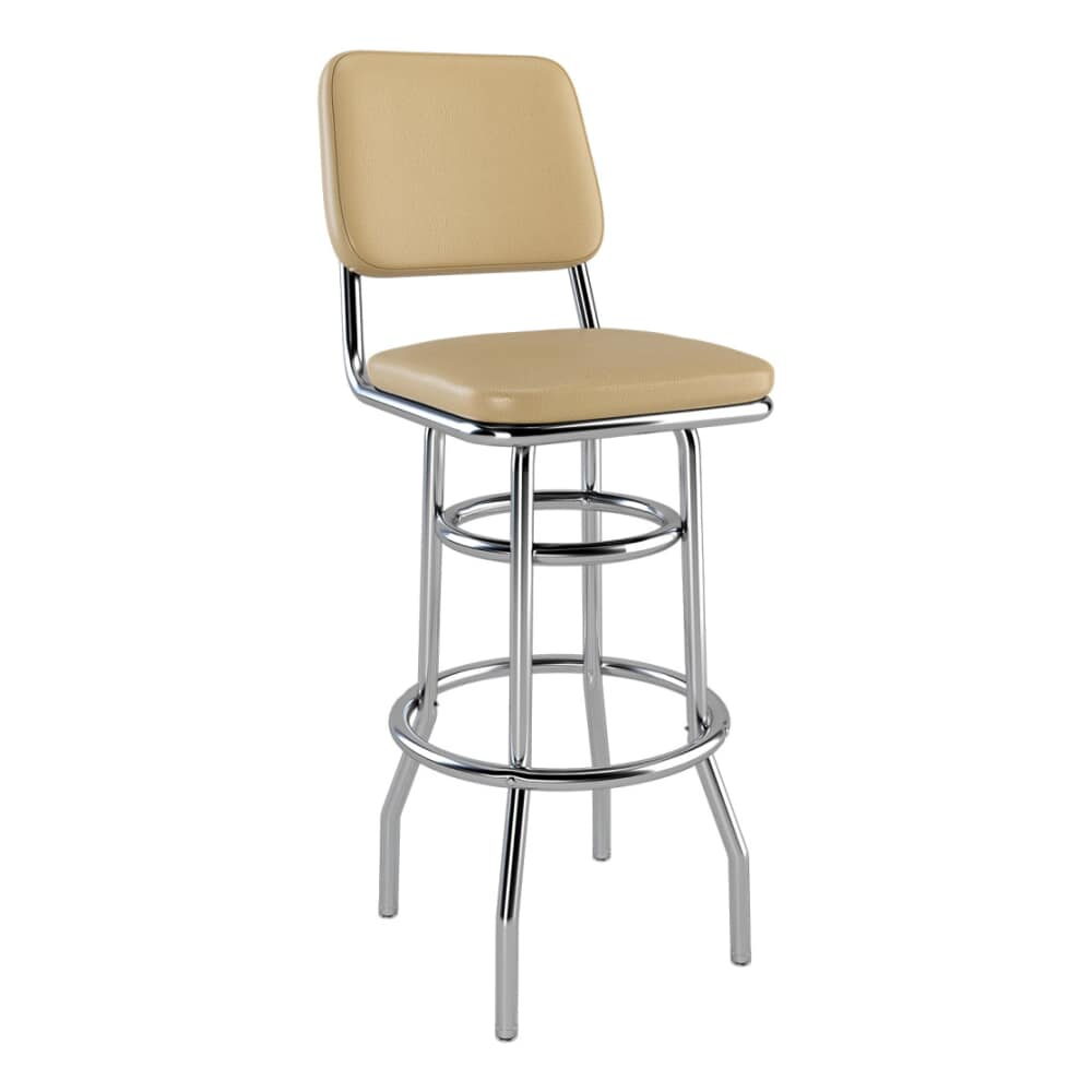 Laterca Chrome Frame Diner Bar Stool with Double Ring