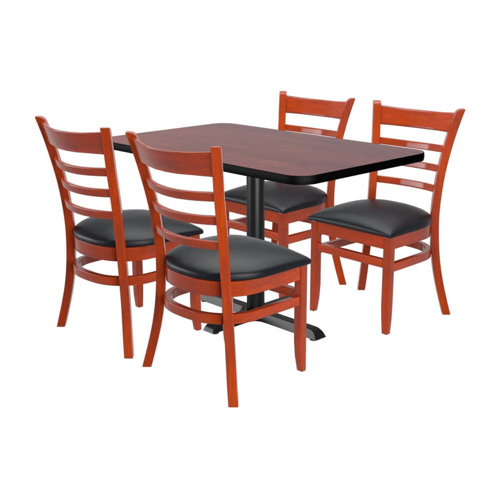 Reversible Rectangle Table, 4 Wood Ladder-Back Chair Set