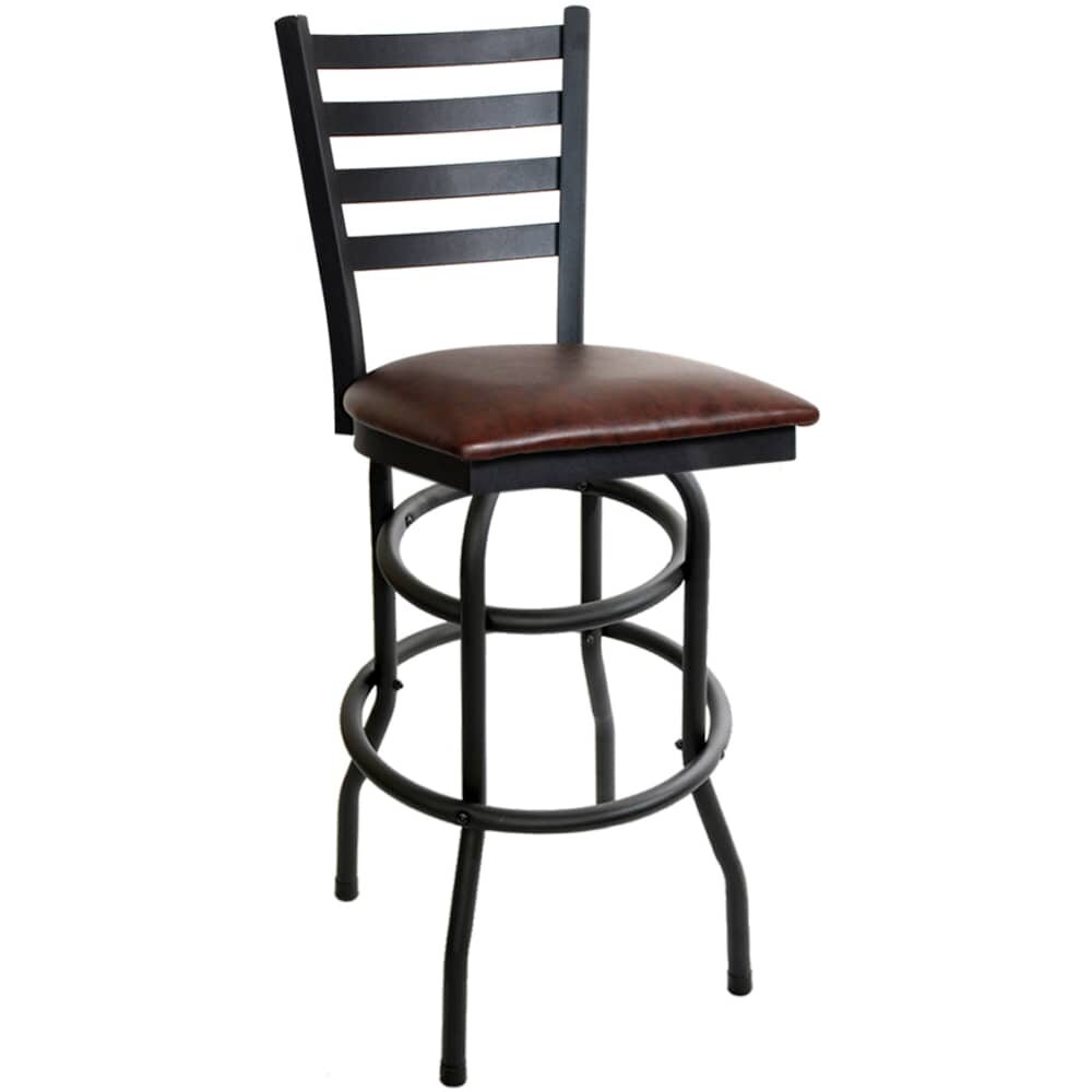 Double Ring Swivel Bar Stool in Metal with Ladder-Back