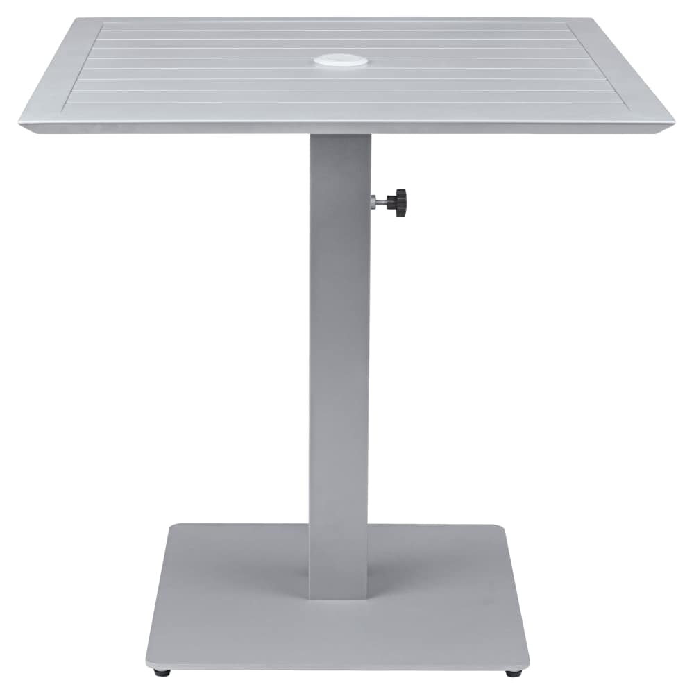 Ella Aluminum Table Set with Umbrella Base in Titanium Gray