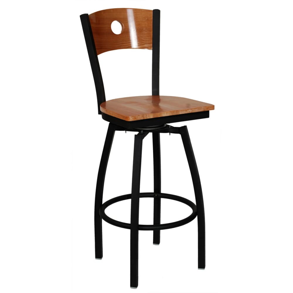 Interchangeable Back Swivel Bar Stool in Metal with Circled Back