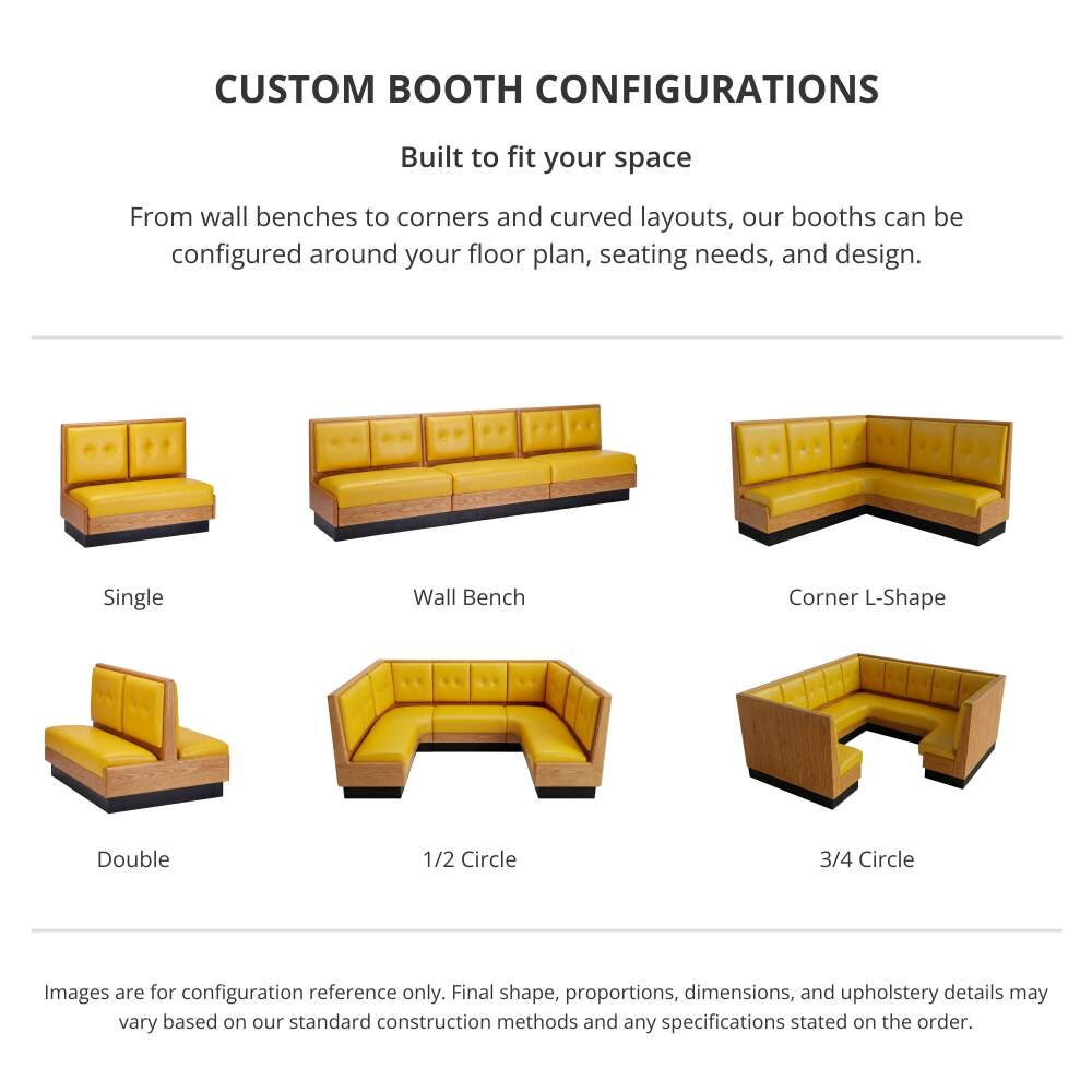 Wood Booth with 2 Panels Upholstered Back