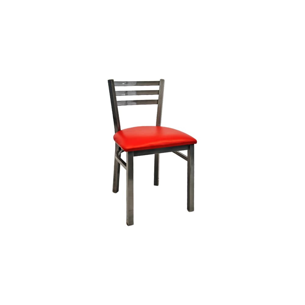 Light Silver Ladder-Back Chair in Metal with 3 Slats