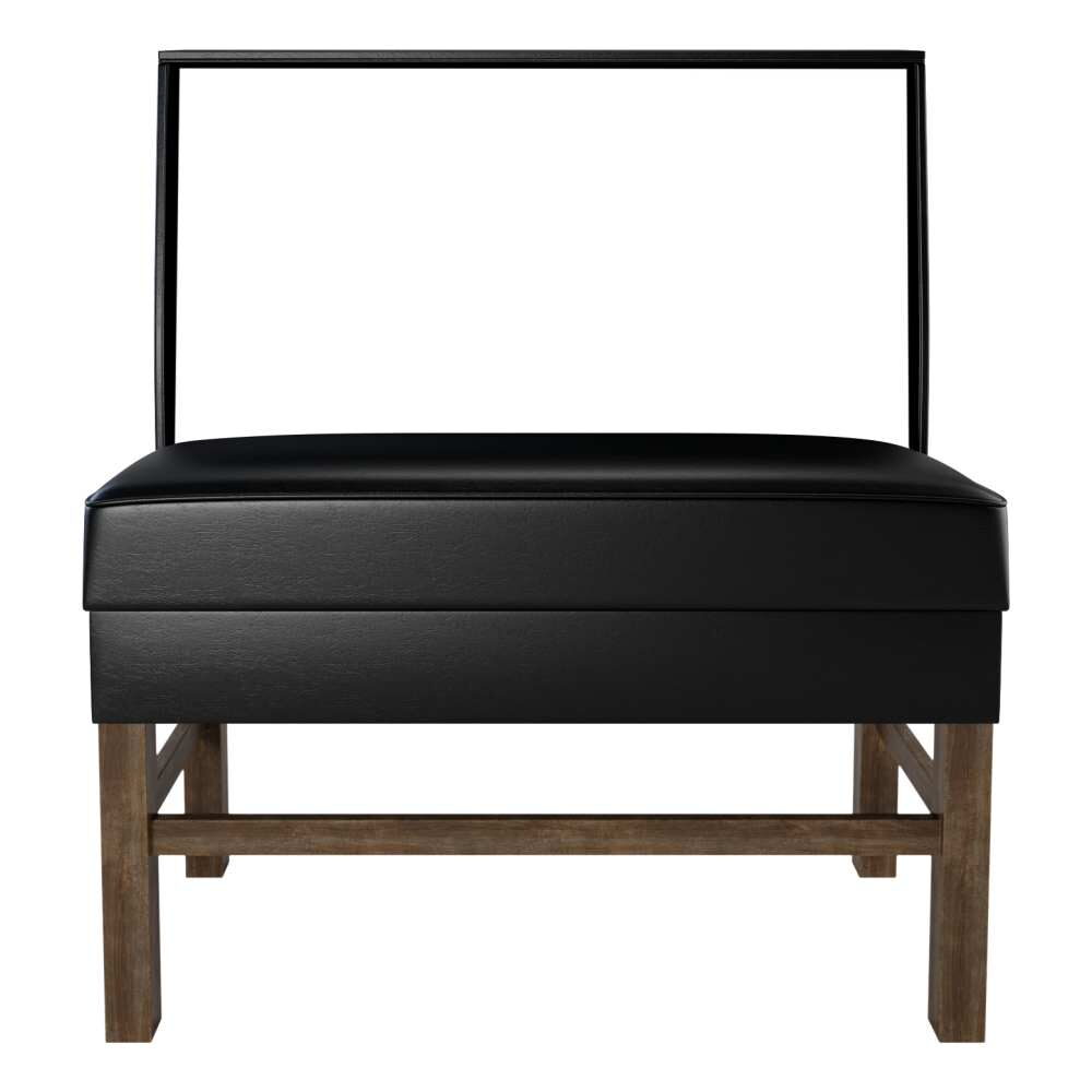 Plain-Back Booth in Bar-Height with Extended Wood Legs