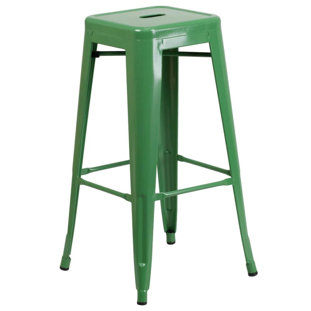 Backless Bar Stool in Green, Bistro-Style