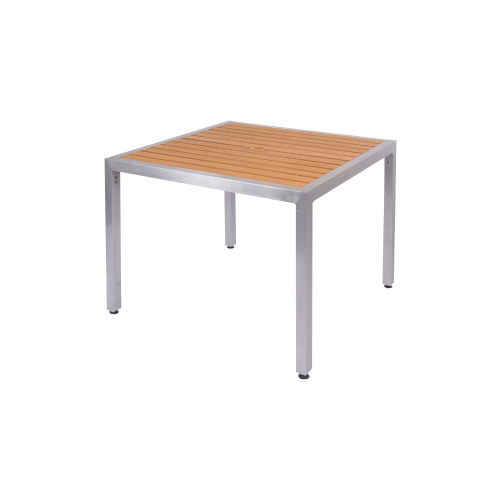 Natural Faux-Teak Table in Aluminum for Patio