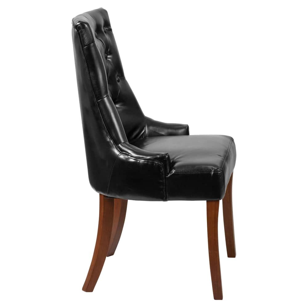 Extra Wide Button-Tufted Parsons Chair in Wood