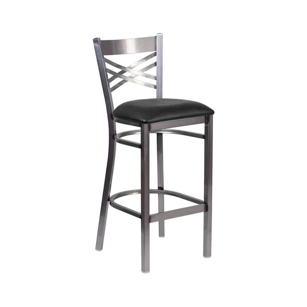 Clear Coated Bar Stool in Metal with X-Back