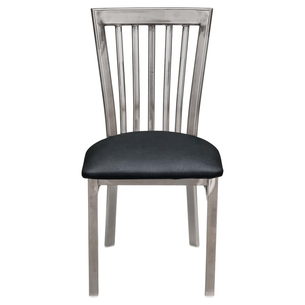 Elongated Back Chair in Metal with Clear Coat