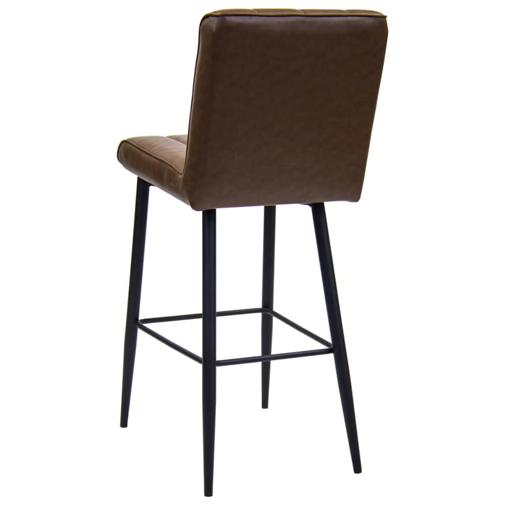 Erada Upholstered Indoor Bar Stool in Brown Vinyl