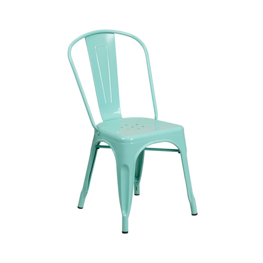 Bistro-Style Chair in Light Blue Metal