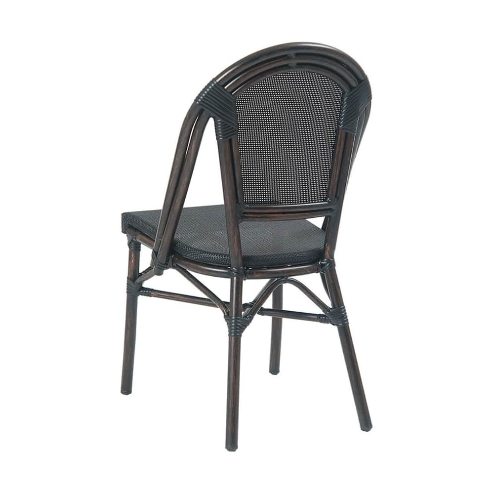 Aluminum Patio Chair in Bamboo Look with Black Rattan and Frame