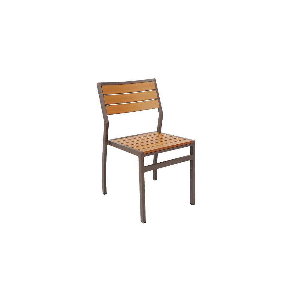 Modern Patio Chair in Aluminum with Faux Teak