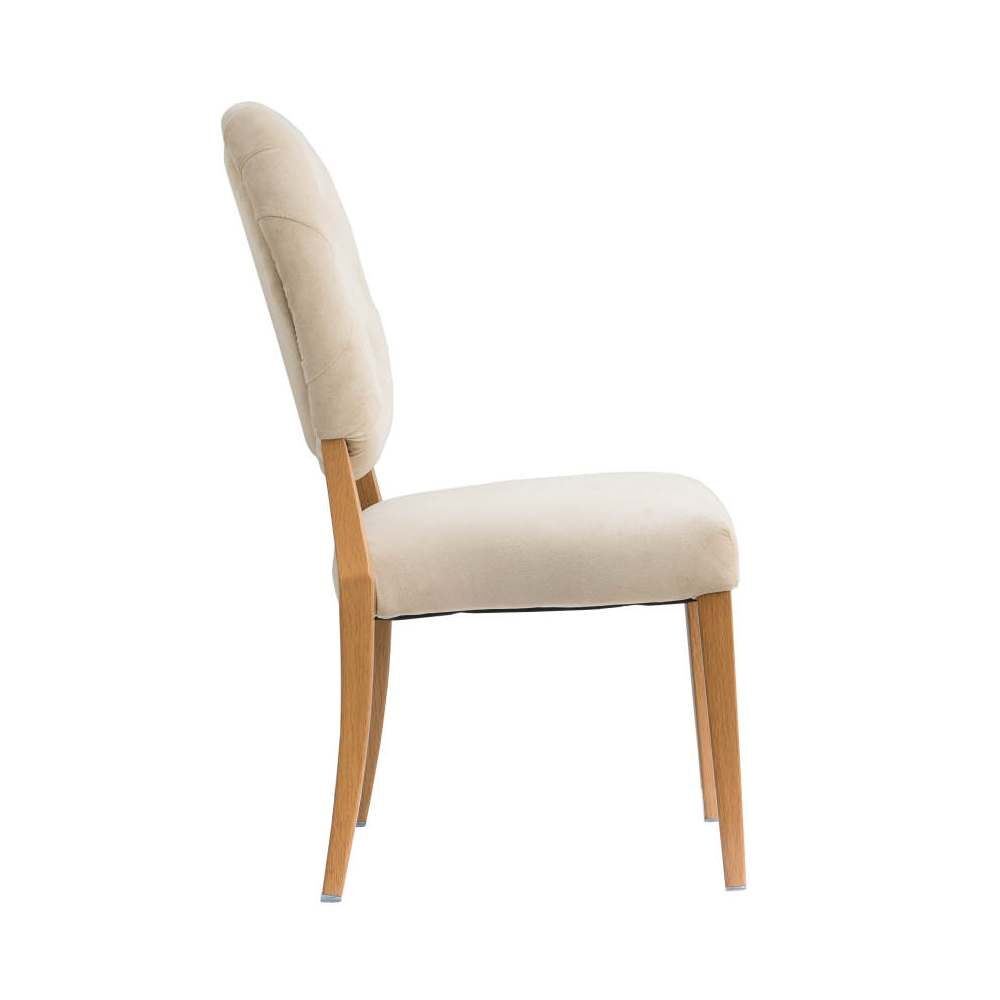 Julianna Upholstered Chair in Aluminum with Button-Tufted Back