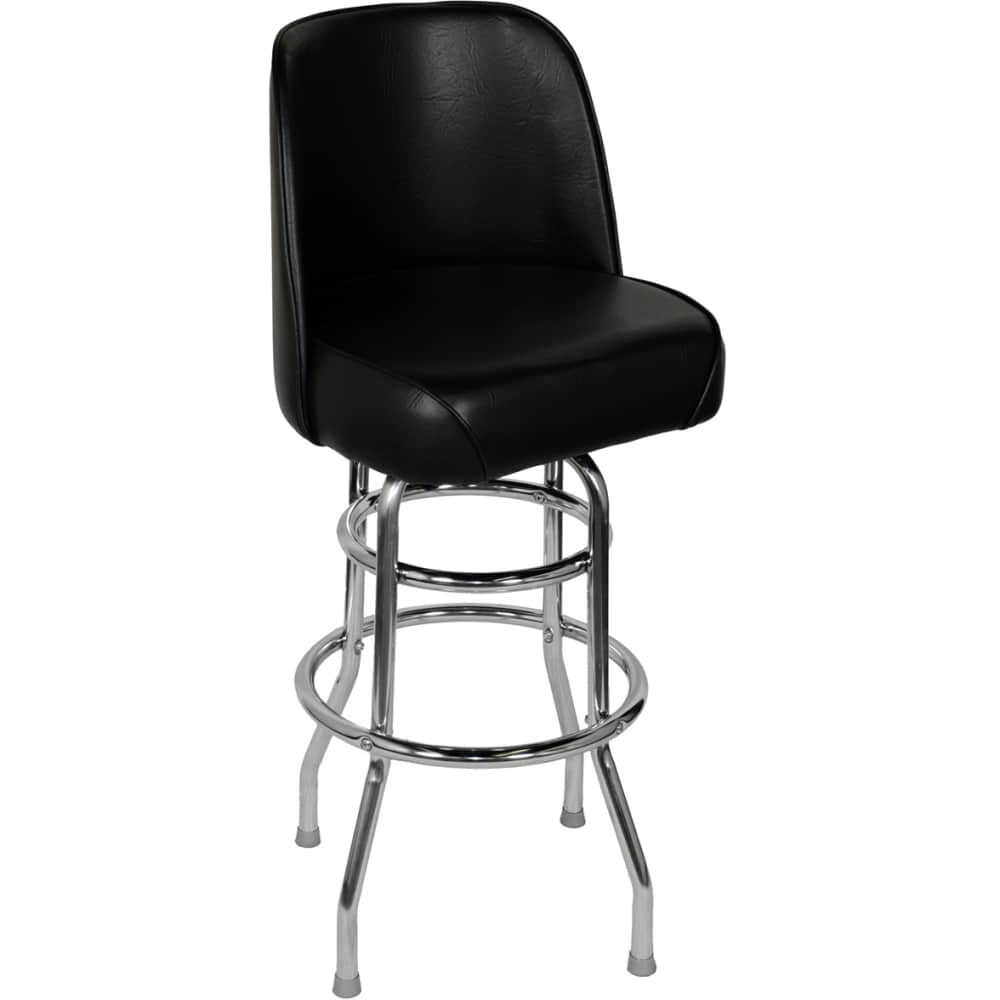 Bucket Swivel Bar Stool in Chrome with Single or Double Ring