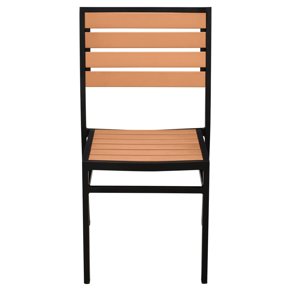 Black Patio Chair with Faux Teak