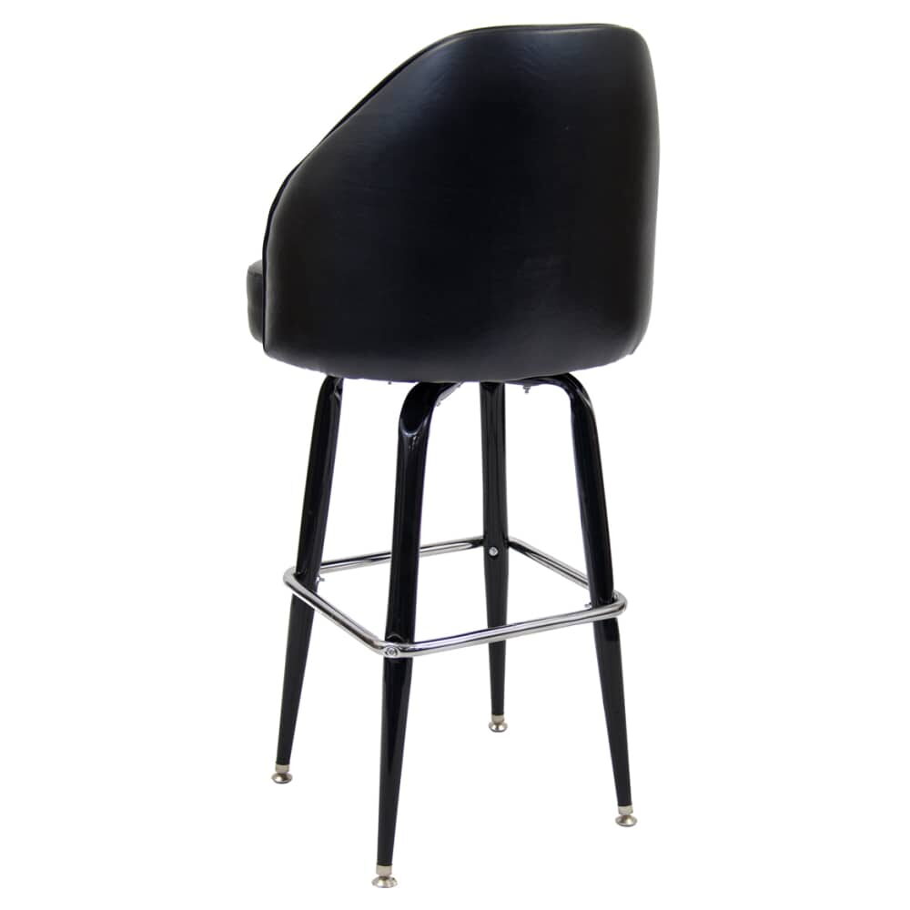 Black Coated Frame Swivel Bar Stool with Extra Curved Bucket Seat