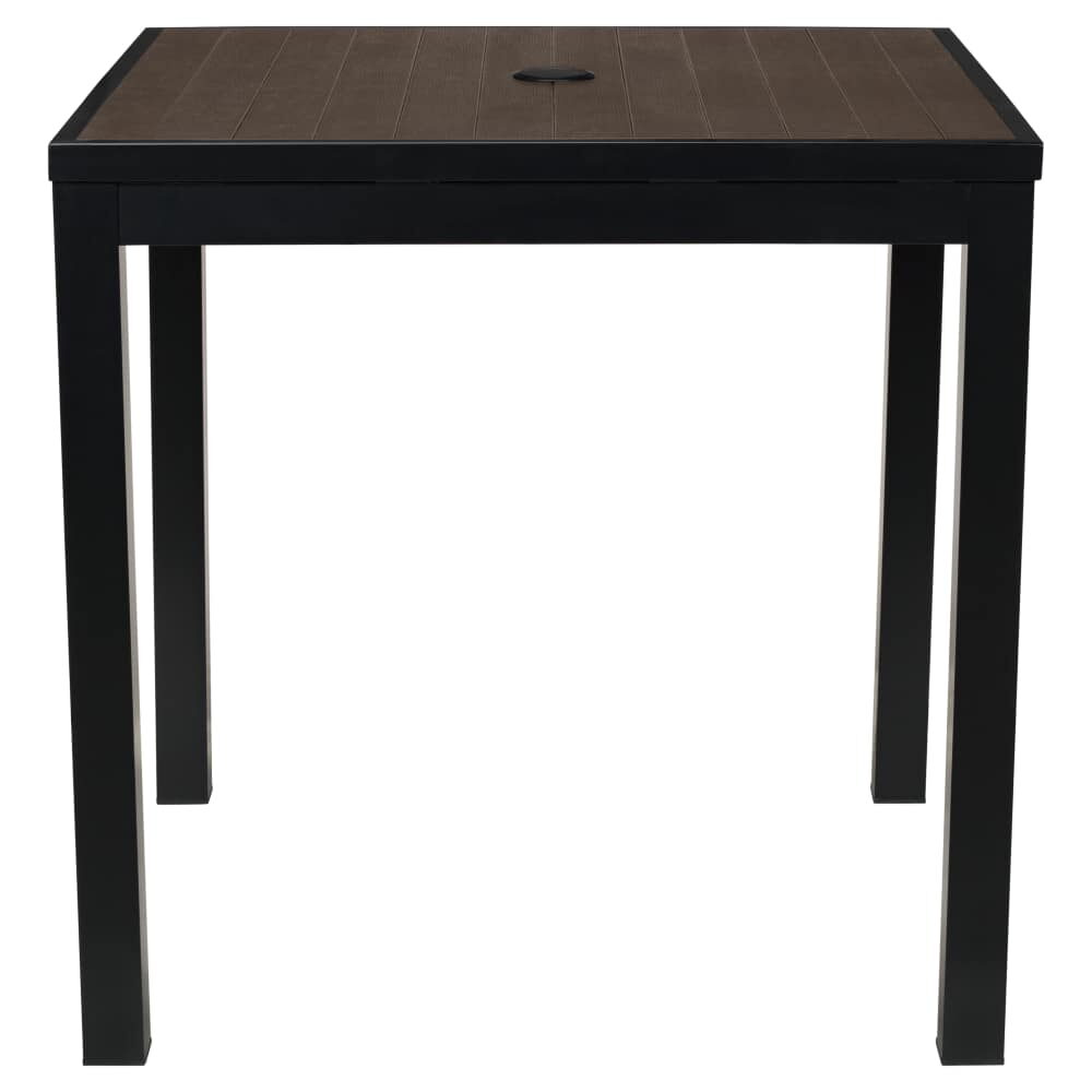 Aluminum Table for Outdoor, Dark Walnut Faux Teak with Black Finish