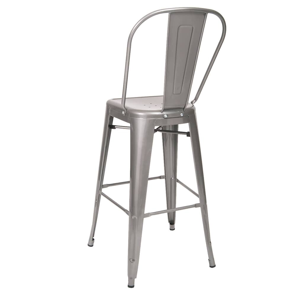 Bistro-Style Bar Stool in Metal with Clear Finish