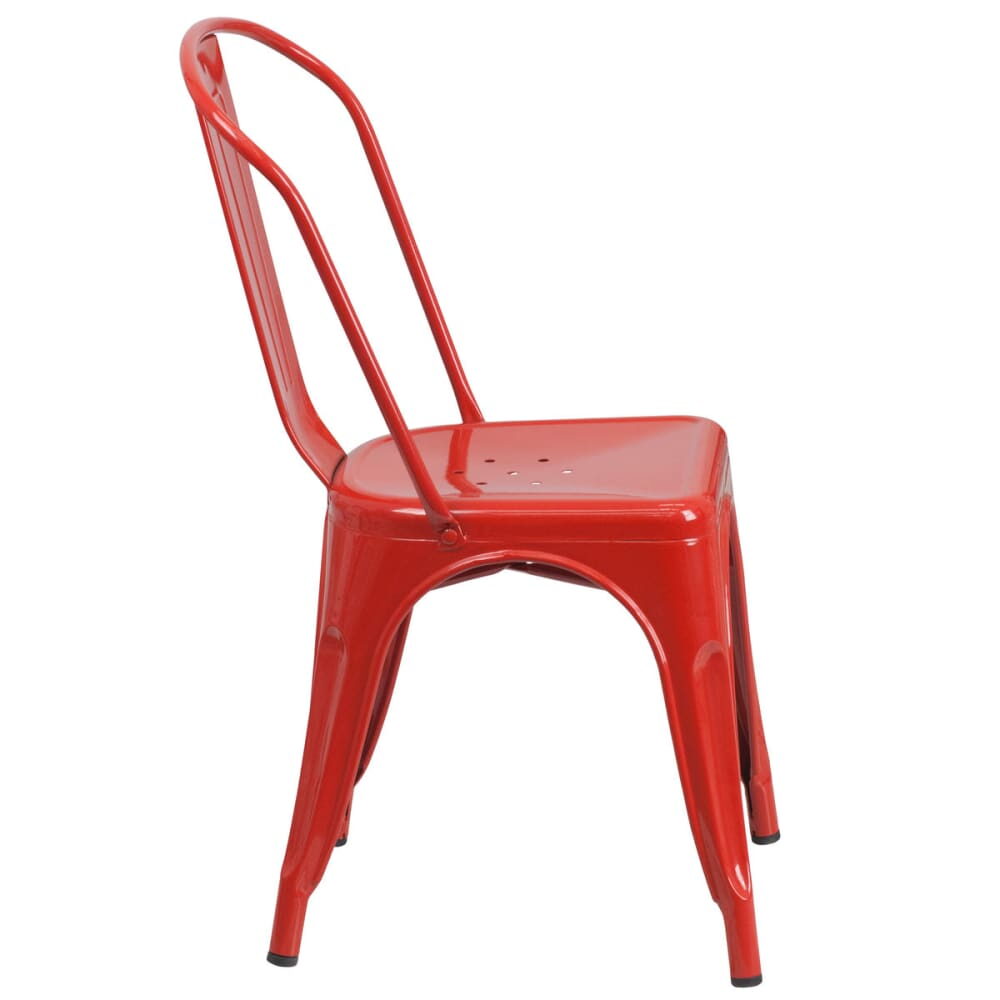 Bistro-Style Chair in Metal with Red Finish