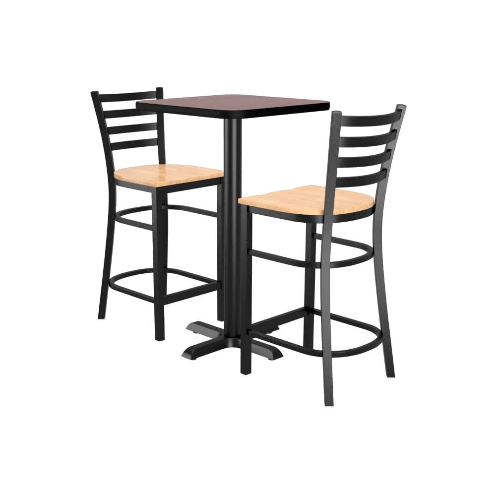 Ladder-Back Metal Bar Stools, Set of 2 with Square Reversible Table