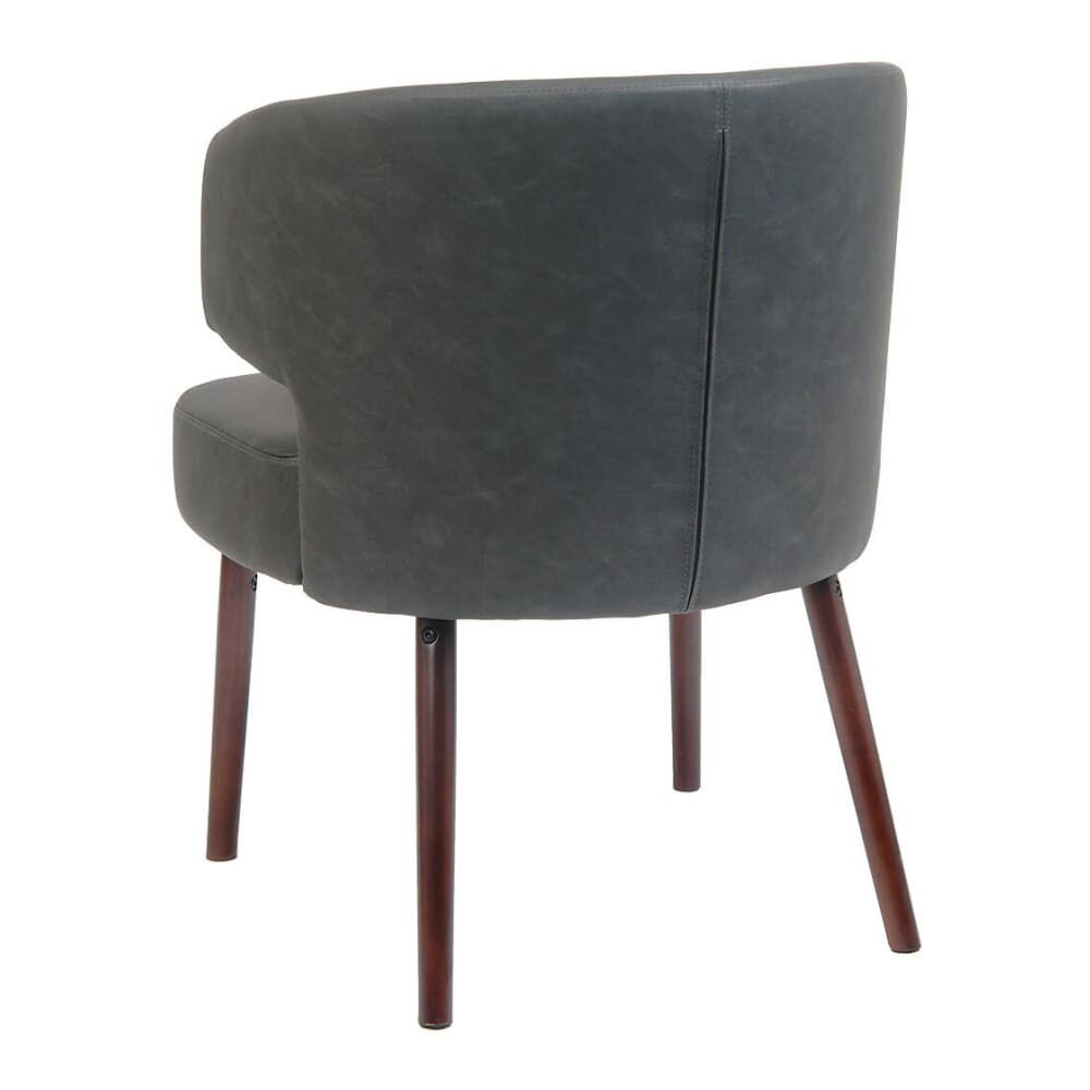 Dark Gray Lounge Chair in Vinyl with Mahogany Wood Legs