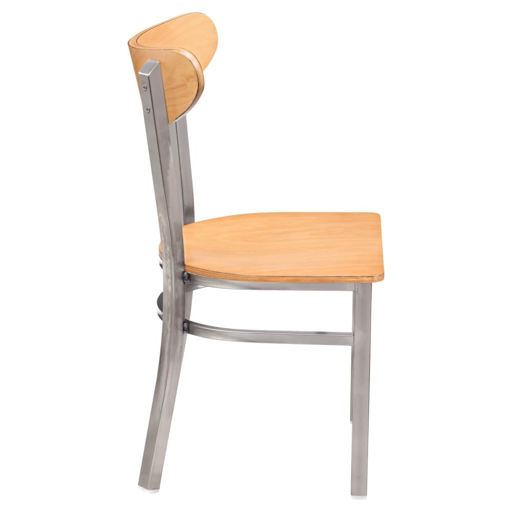 Curvy Chair with Wood Back in Clear Coat