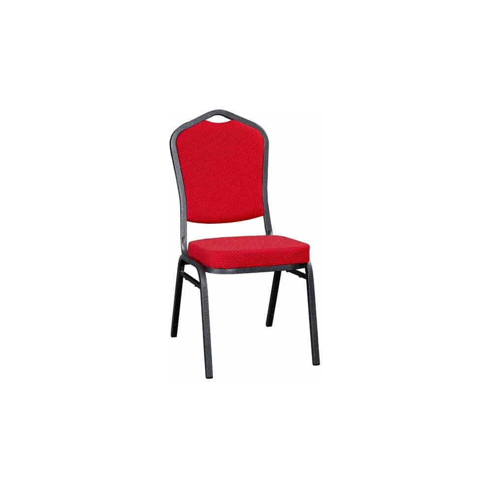 Stack Chair in Metal and Silver Vein Frame with Red Fabric