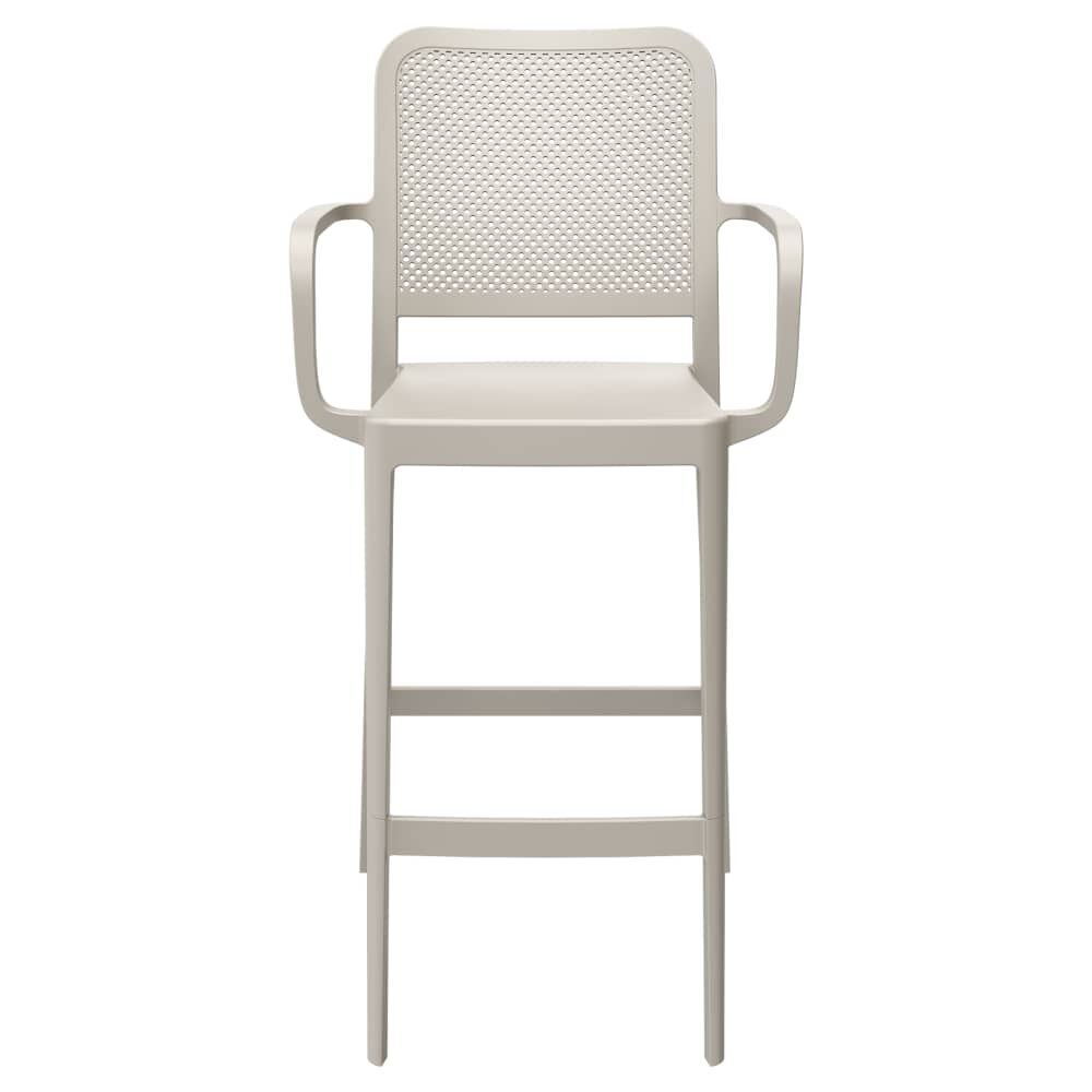 Rowan Perforated Bar Stool with Arms in Outdoor Resin