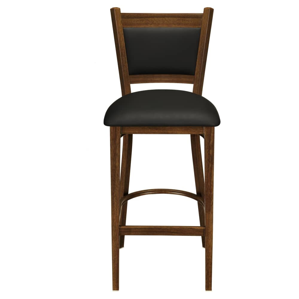 Metal Bar Stool in Wood Look Finish with Padded Back