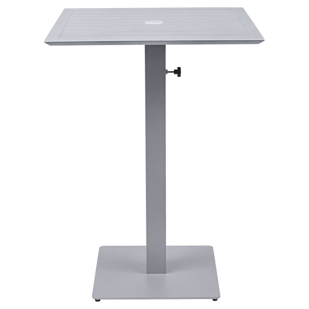 Ella Aluminum Bar Table Set with Umbrella Base in Titanium Gray