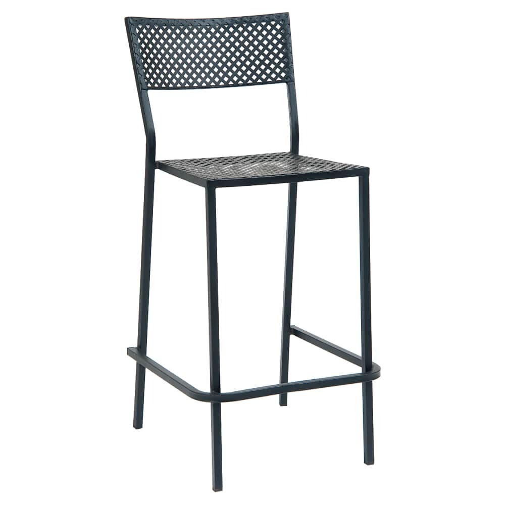 Black Checkered Bar Stool in Outdoor Metal