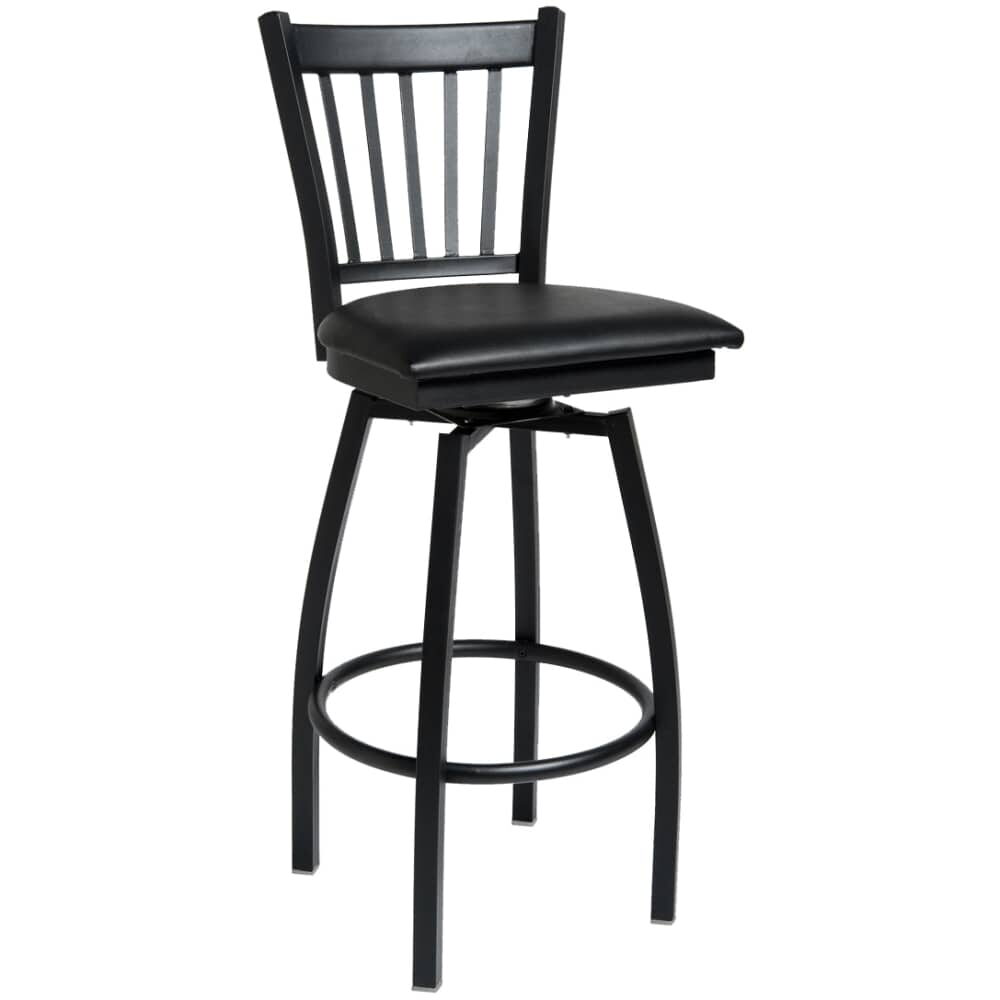 Vertical Slat Swivel Bar Stool in Metal