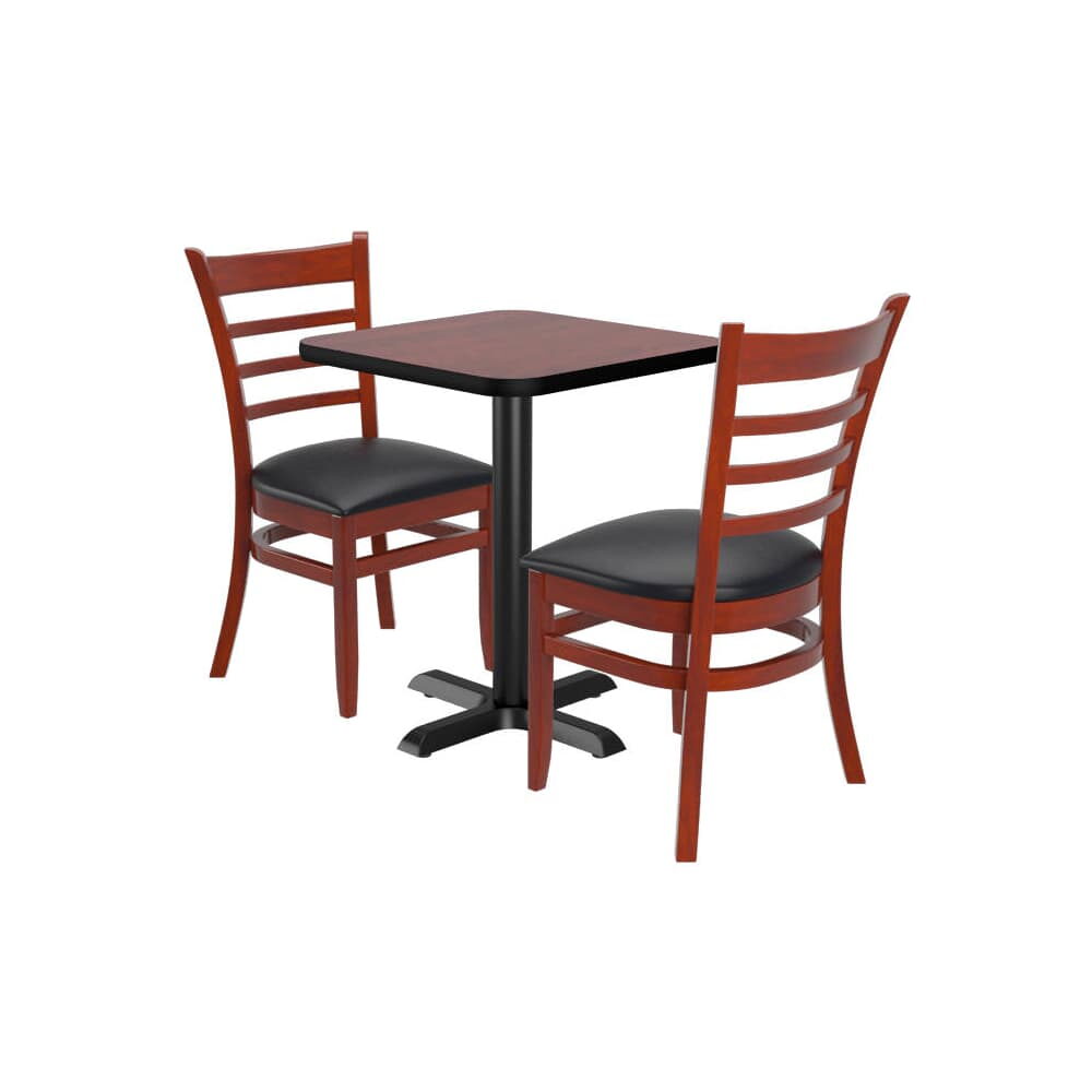 Reversible Square Table Set with 2 Wood Ladder-Back Chairs