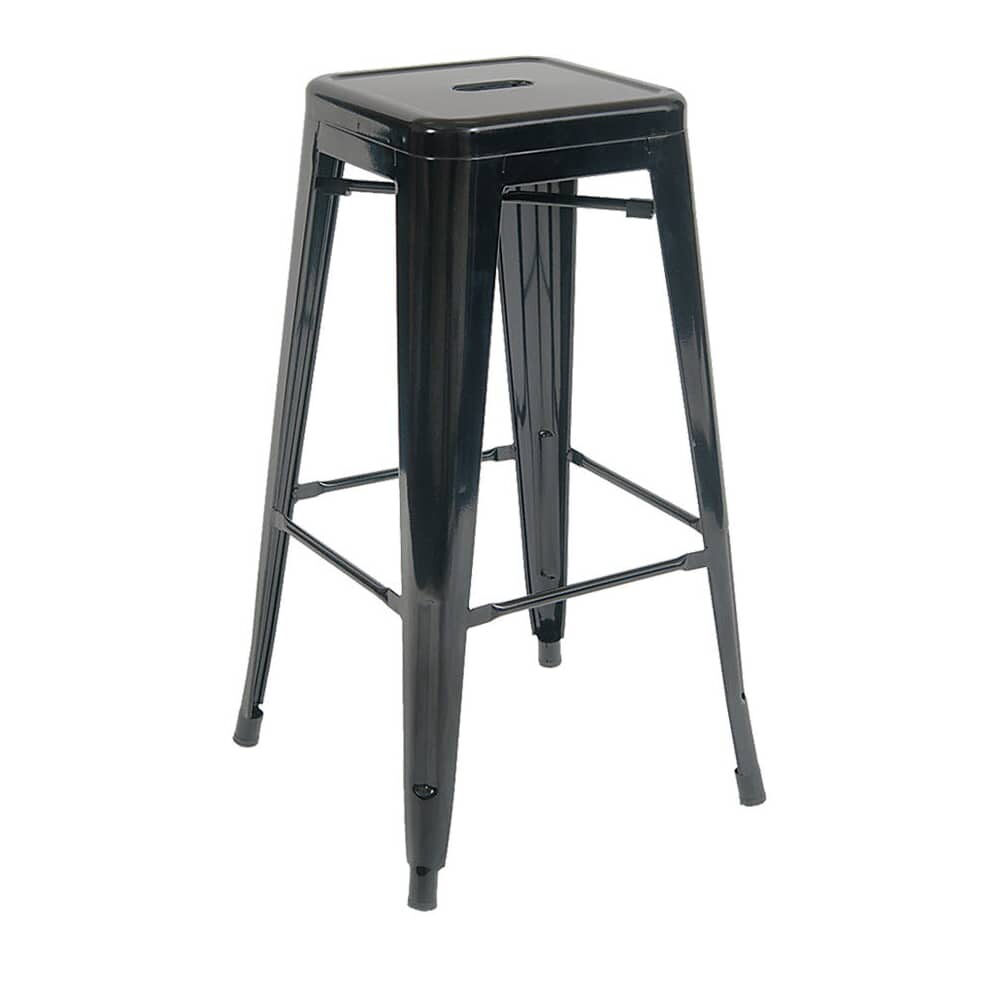 Bistro-Style Backless Bar Stool in Metal with Black Finish