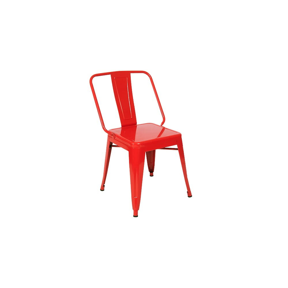 Extra Wide Bistro-Style Chair in Metal with Red Finish