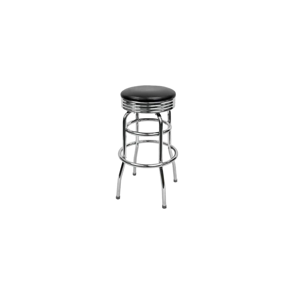 Retro Swivel Bar Stool with a Double Ring and Chrome Frame