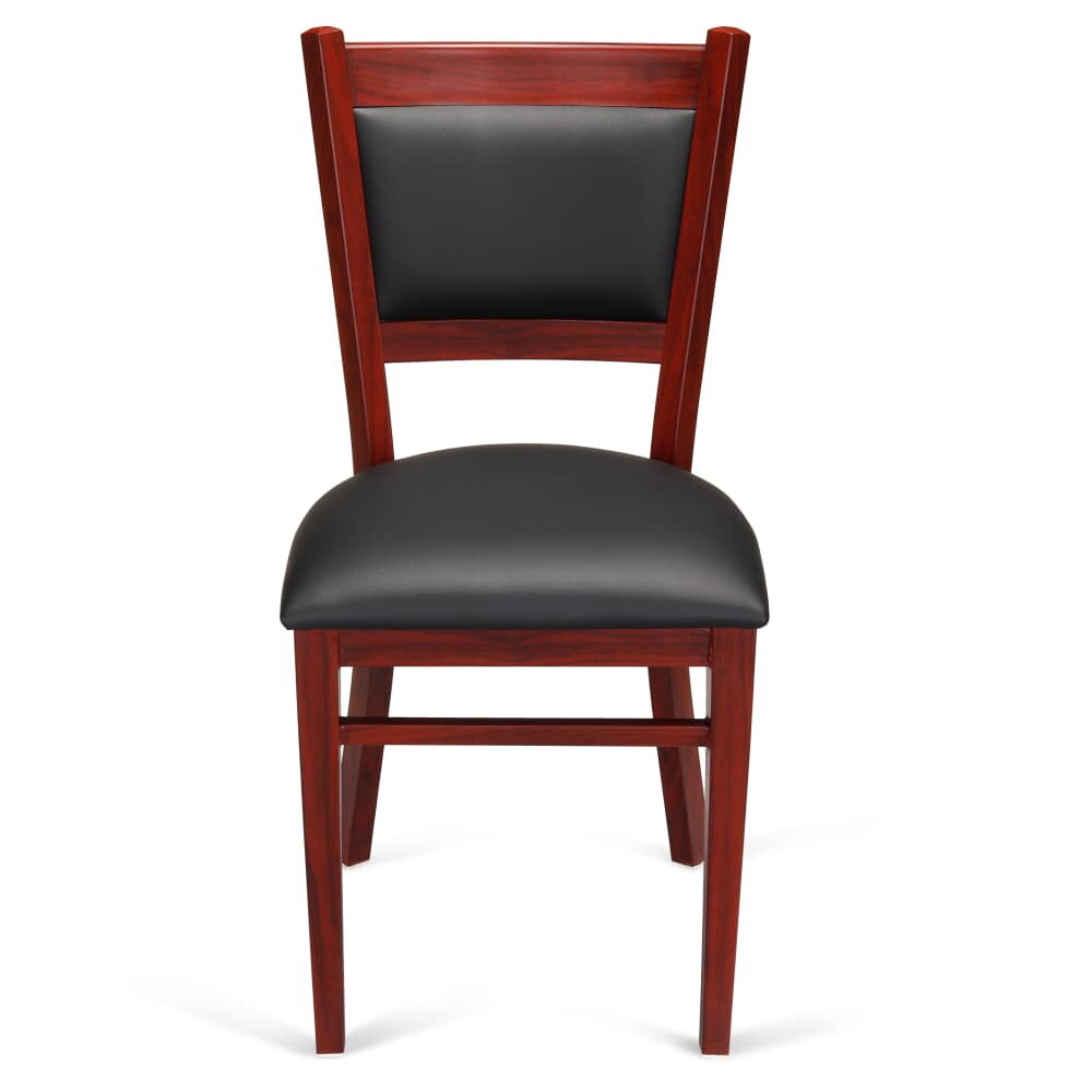 Padded Back Chair in Metal with Wood Look Finish