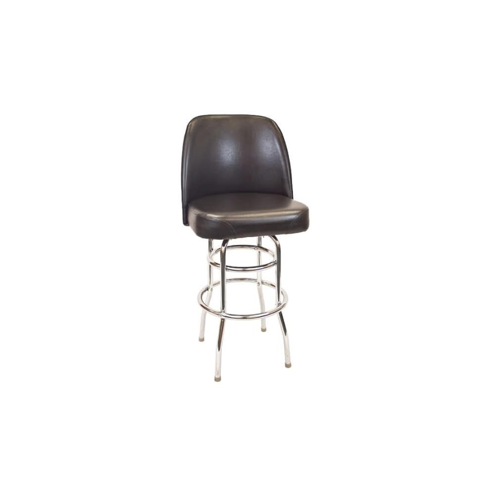 Double Ring Frame Swivel Bar Stool in Chrome with Extra Large Seat