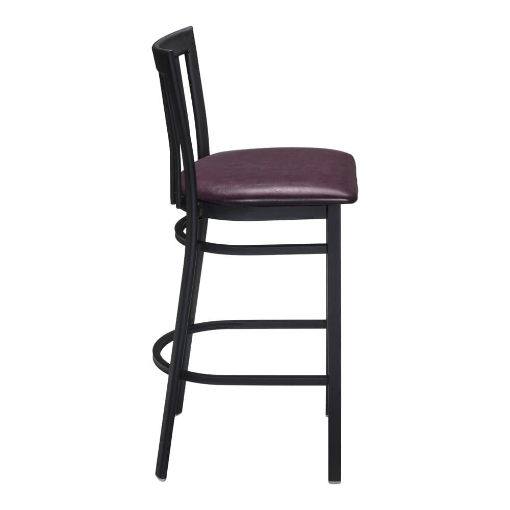 Elongated Bar Stool in Metal with Vertical Slat-Back