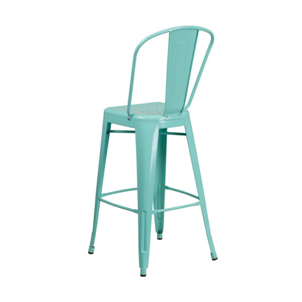 Bistro-Style Bar Stool in Light Blue Metal