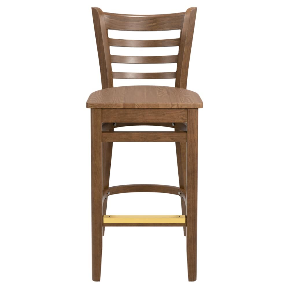Ladder-Back Bar Stool in Wood with Foot Rest