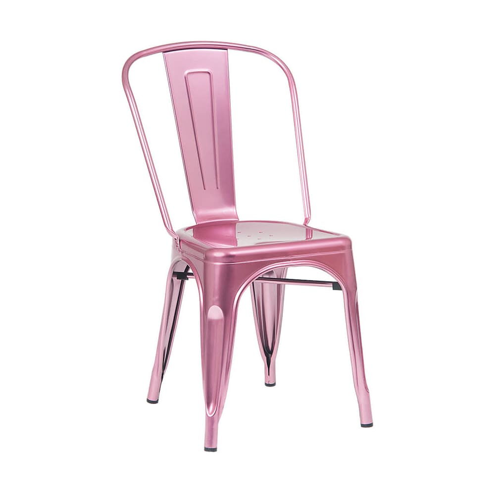 Bistro-Style Chair in Metal with Pink Finish
