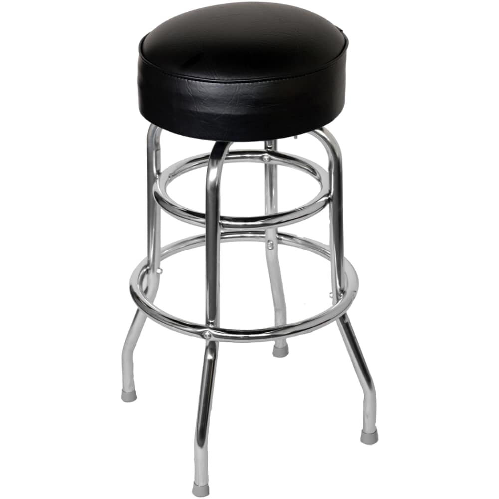 Retro Bar Stool in Chrome with Single or Double Ring