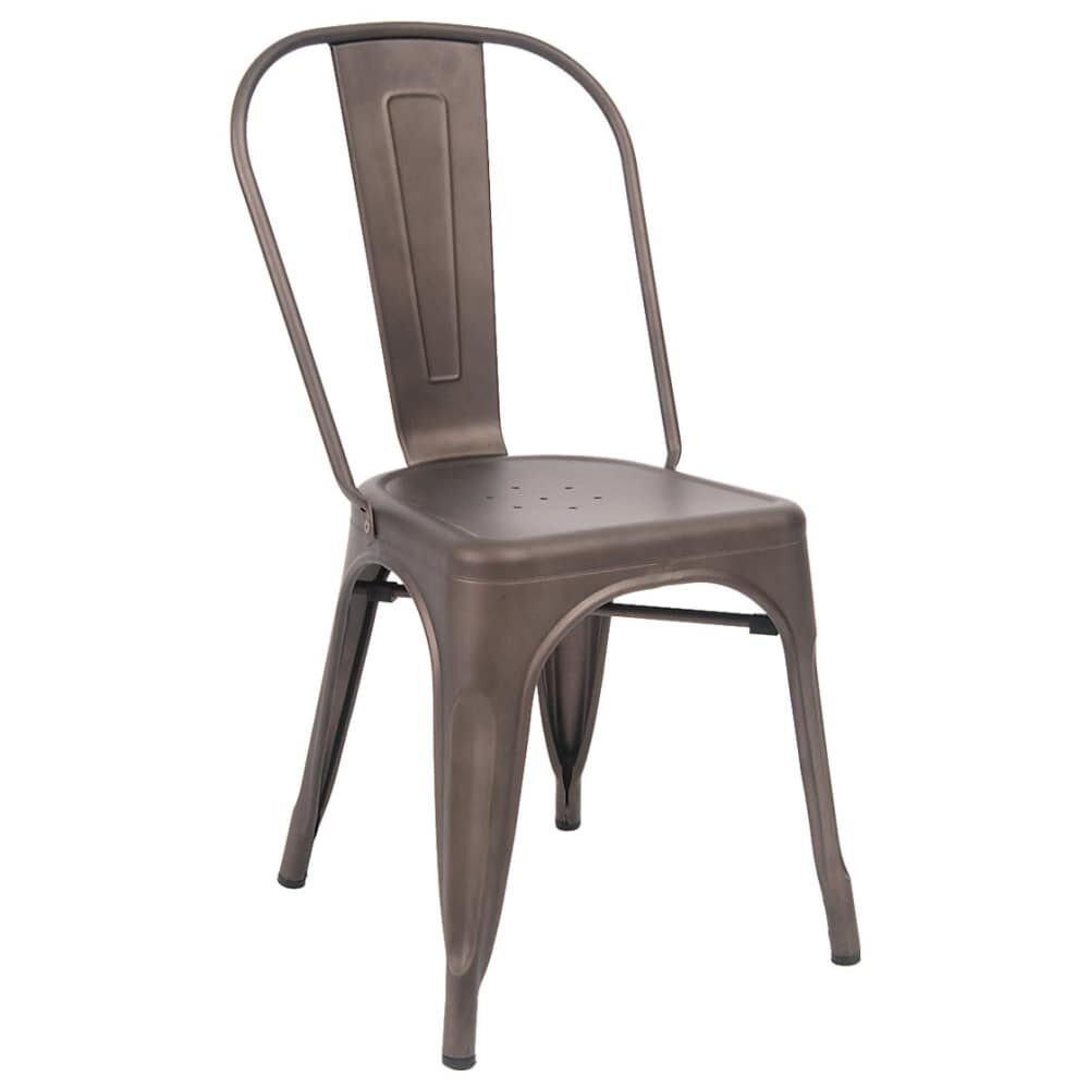 Bistro-Style Chair in Metal with Dark Gray Finish