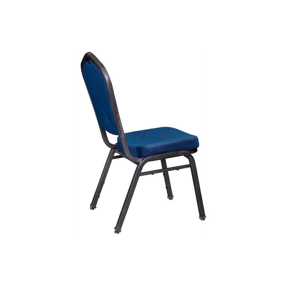 Stack Chair in Metal and Silver Vein Frame with Blue 2166 Fabric