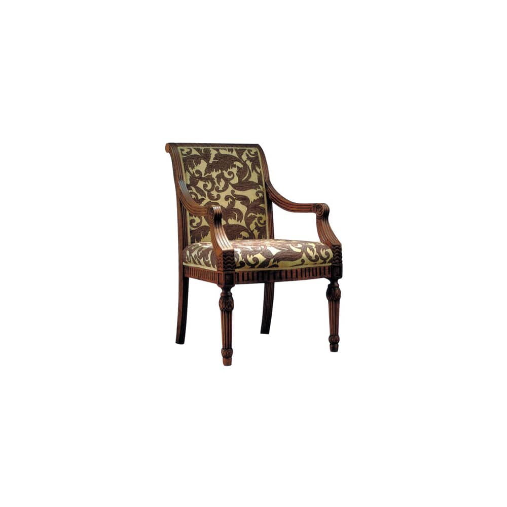 Go-Al Wood Armchair, Fully Upholstered